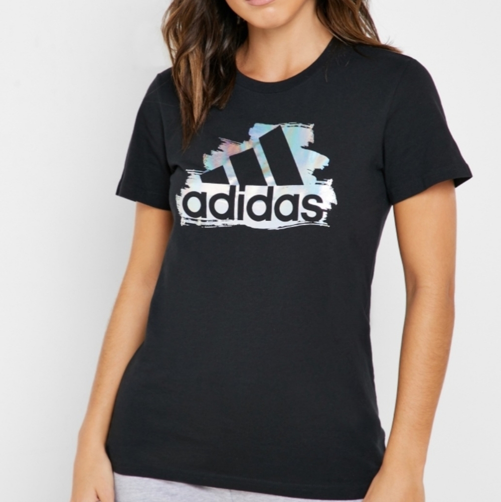 NWT Adidas T Shirt Womens Black Metallic Authentic I See You Amplifier Tee XS